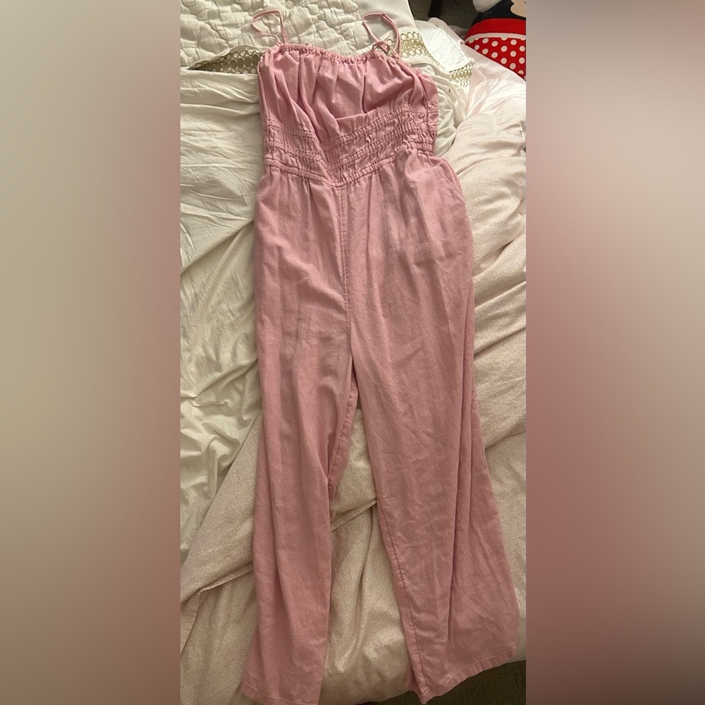 Women’s Pink Smocked Waist Jumpsuit